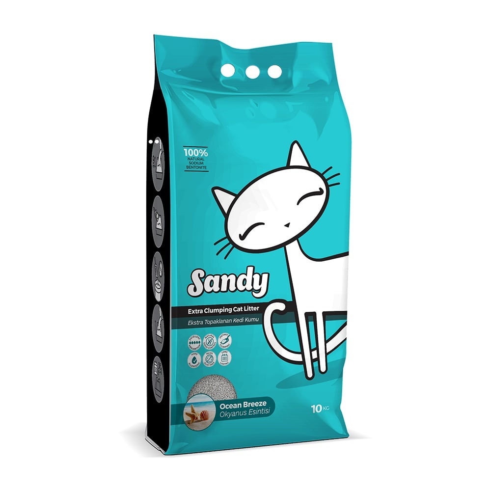 цена Sandy Sandy наполнитель для кошачьего туалета с ароматом океанского бриза (10 кг)