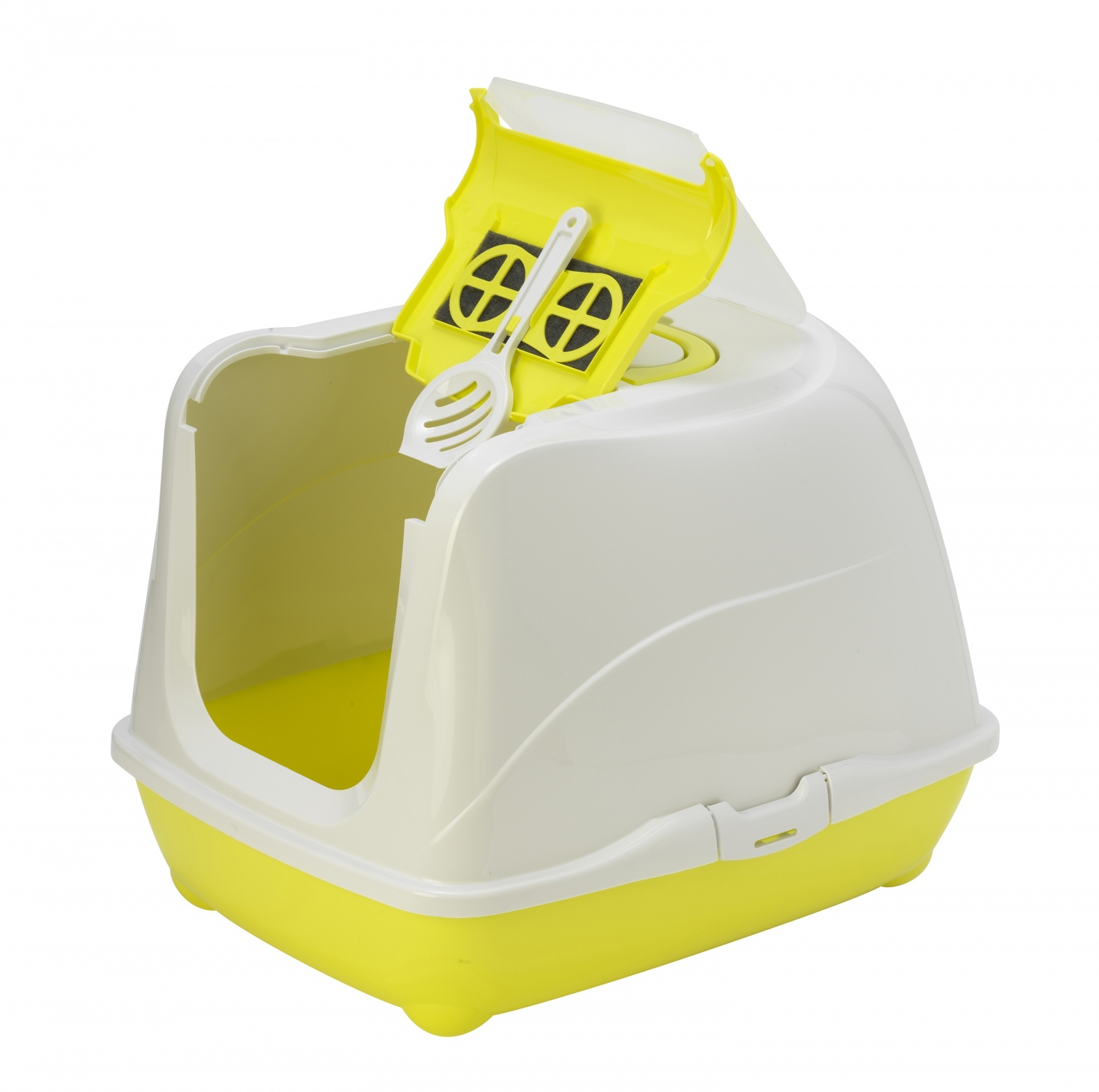 цена Moderna Moderna туалет-домик Jumbo с угольным фильтром, 57х44х41см, лимонно-желтый (1,7 кг)