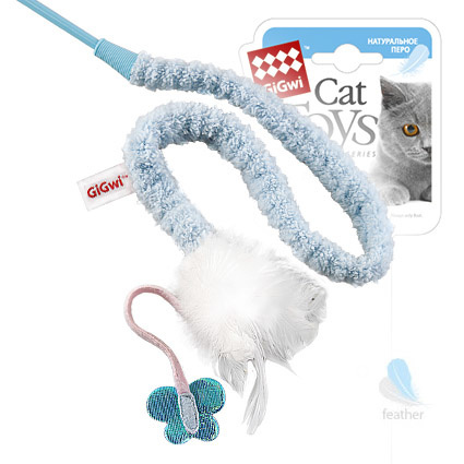 GiGwi GiGwi дразнилка с бабочкой и перьями (60 г) nems игрушка для кошек дразнилка для кошки голубая мышь с чипом