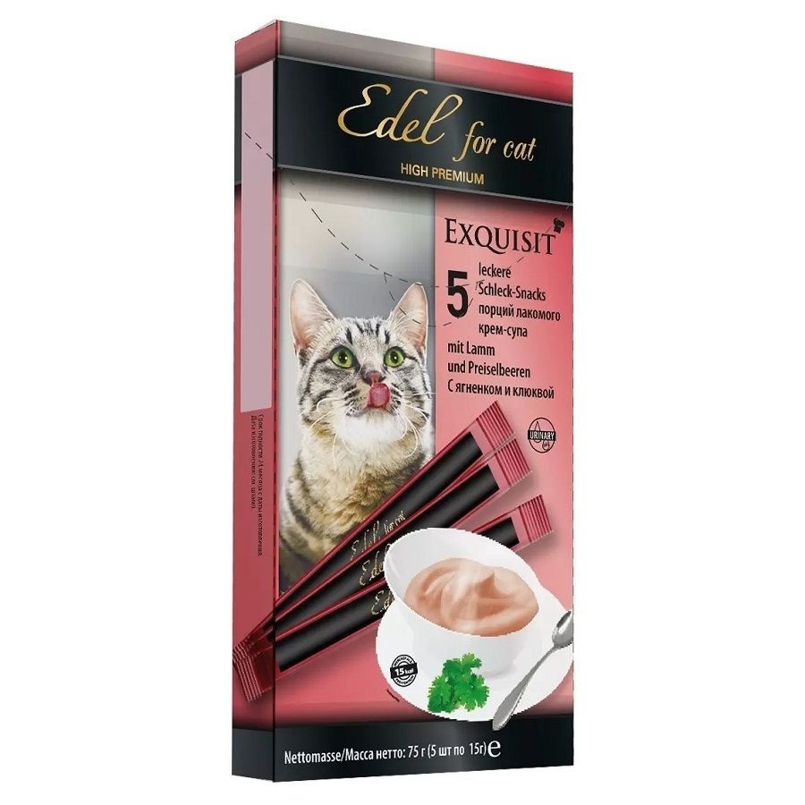 Edel Edel лакомство для кошек Крем-суп с ягненком и клюквой (75 г)