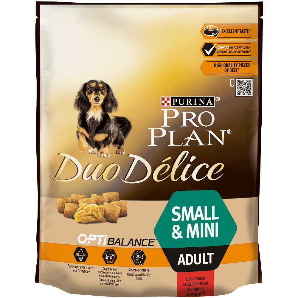 Purina Pro Plan Корм Purina Pro Plan для взрослых собак мелких и карликовых пород, с высоким содержанием говядины (700 г)