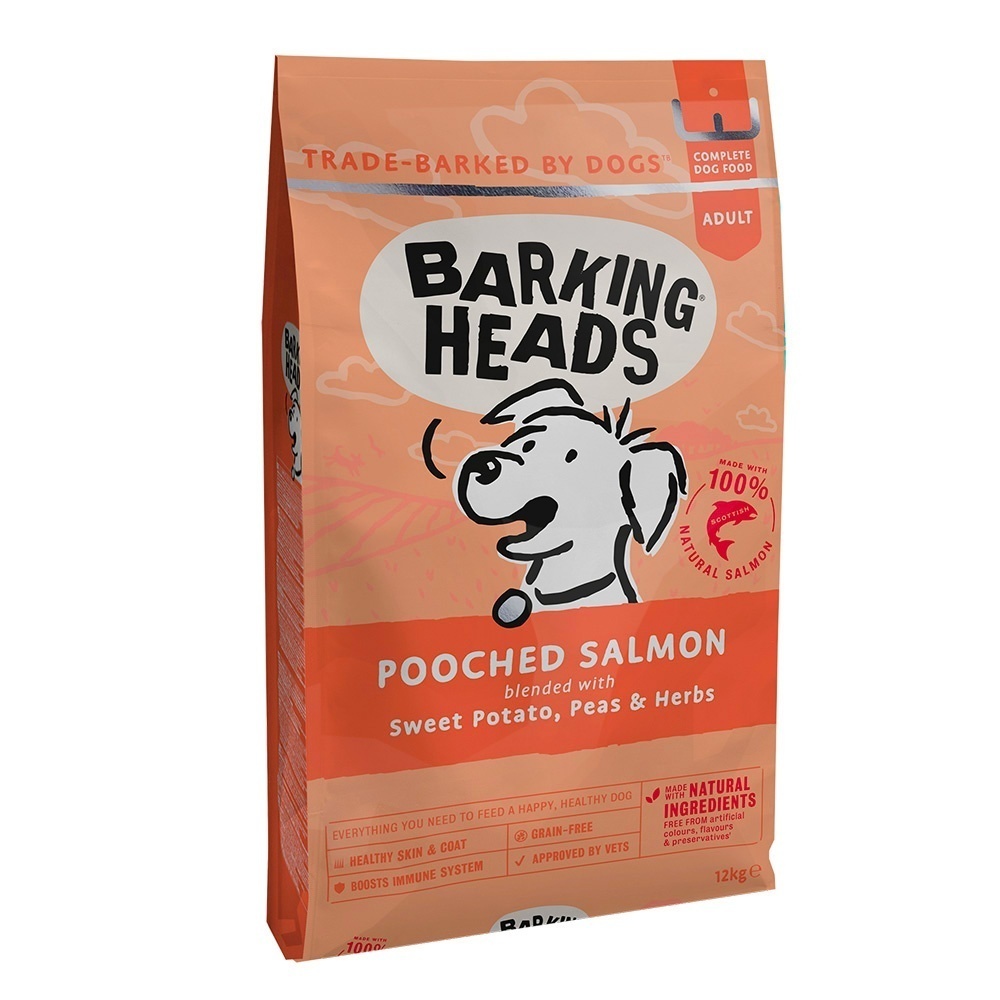 Корм Barking Heads беззерновой корм для собак, с лососем и картофелем "Мисочку оближешь" (12 кг)