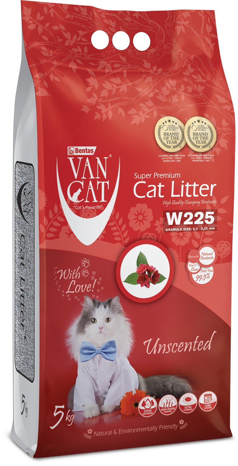Van Cat Van Cat комкующийся наполнитель 100% натуральный, без пыли, пакет (5 кг) van cat van cat комкующийся наполнитель с антибактериальным эффектом 6л коробка clinic ultra sensitive 5 1 кг