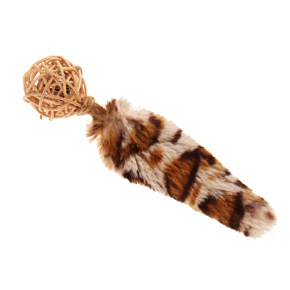 GiGwi GiGwi игрушка плетеный мячик с колокольчиком и с хвостом с кошачьей мятой, 13 см (31 г)