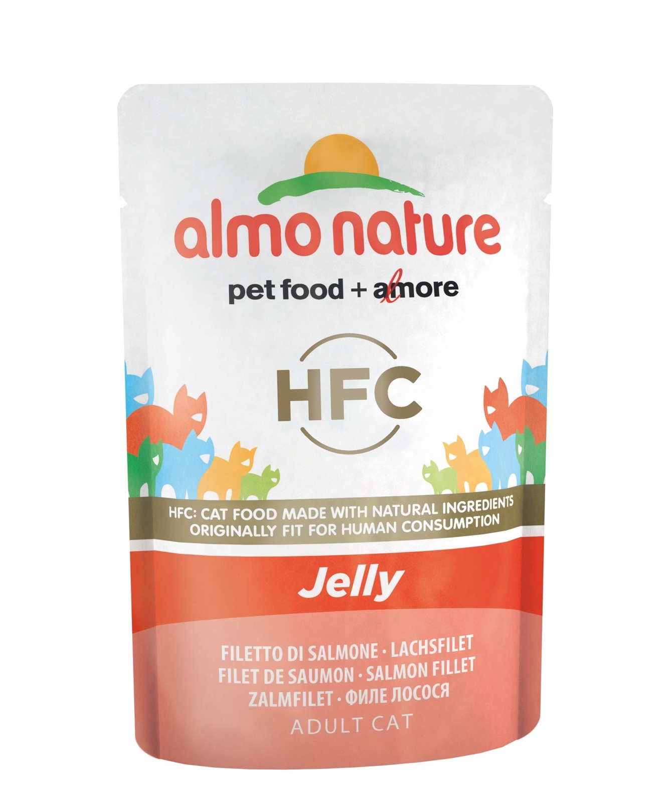 Almo Nature консервы паучи лосось в желе для кошек (55 г)