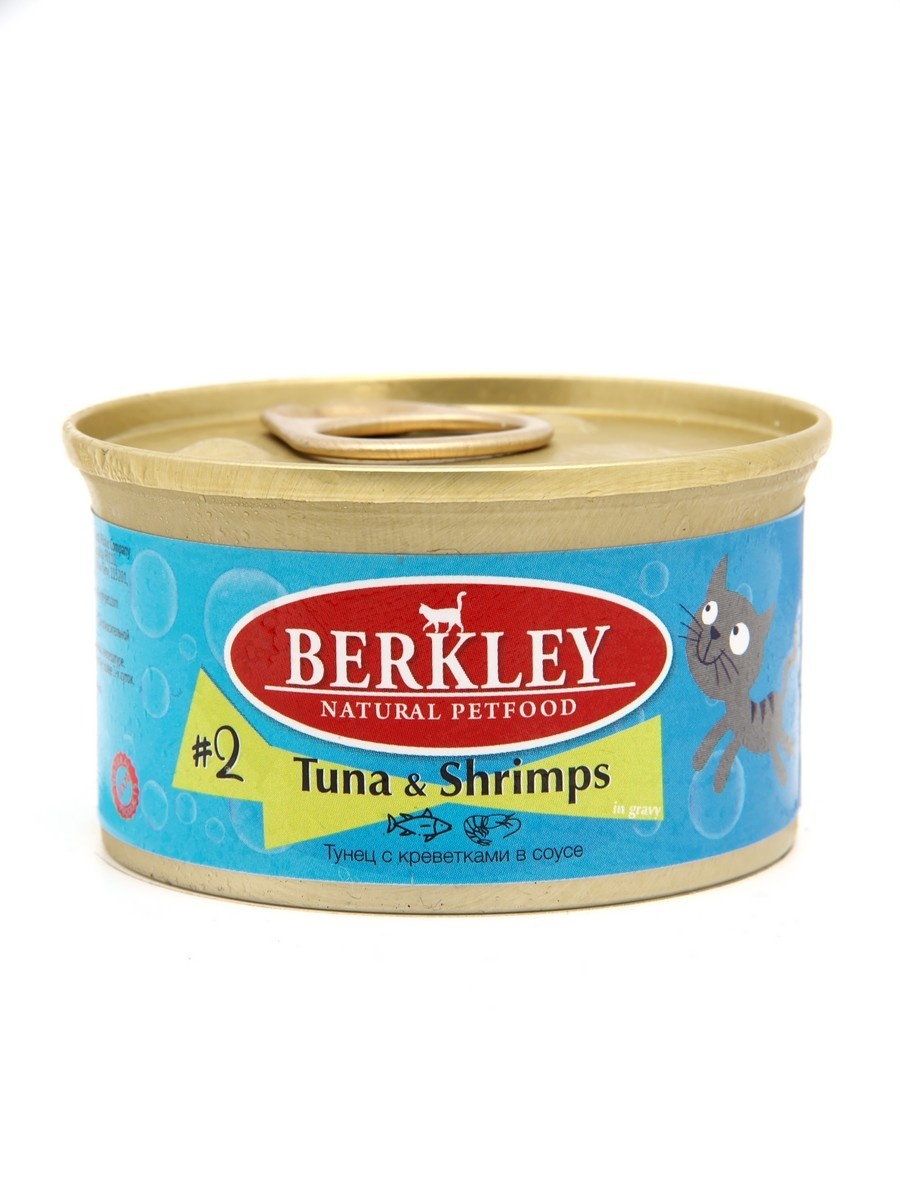 Berkley Berkley консервы для кошек тунец с креветками (85 г) berkley berkley консервы для кошек с ягненком 100 г