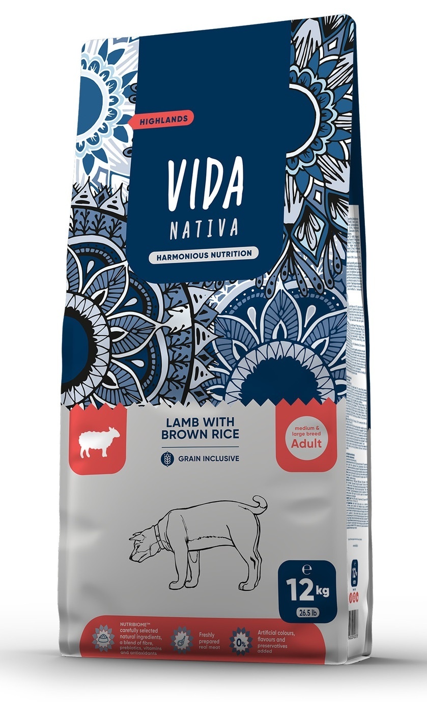 VIDA Nativa корм для взрослых собак средних и крупных пород с ягненком и бурым рисом (12 кг)