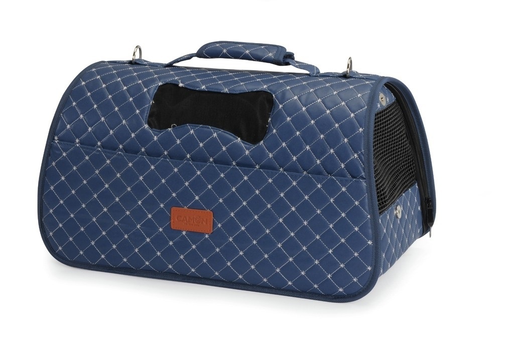 Camon Camon сумка-переноска для животных стеганая, синяя 42x25x25 см (№1) переноска для собак camon pratiko 48x31 5x33см синяя