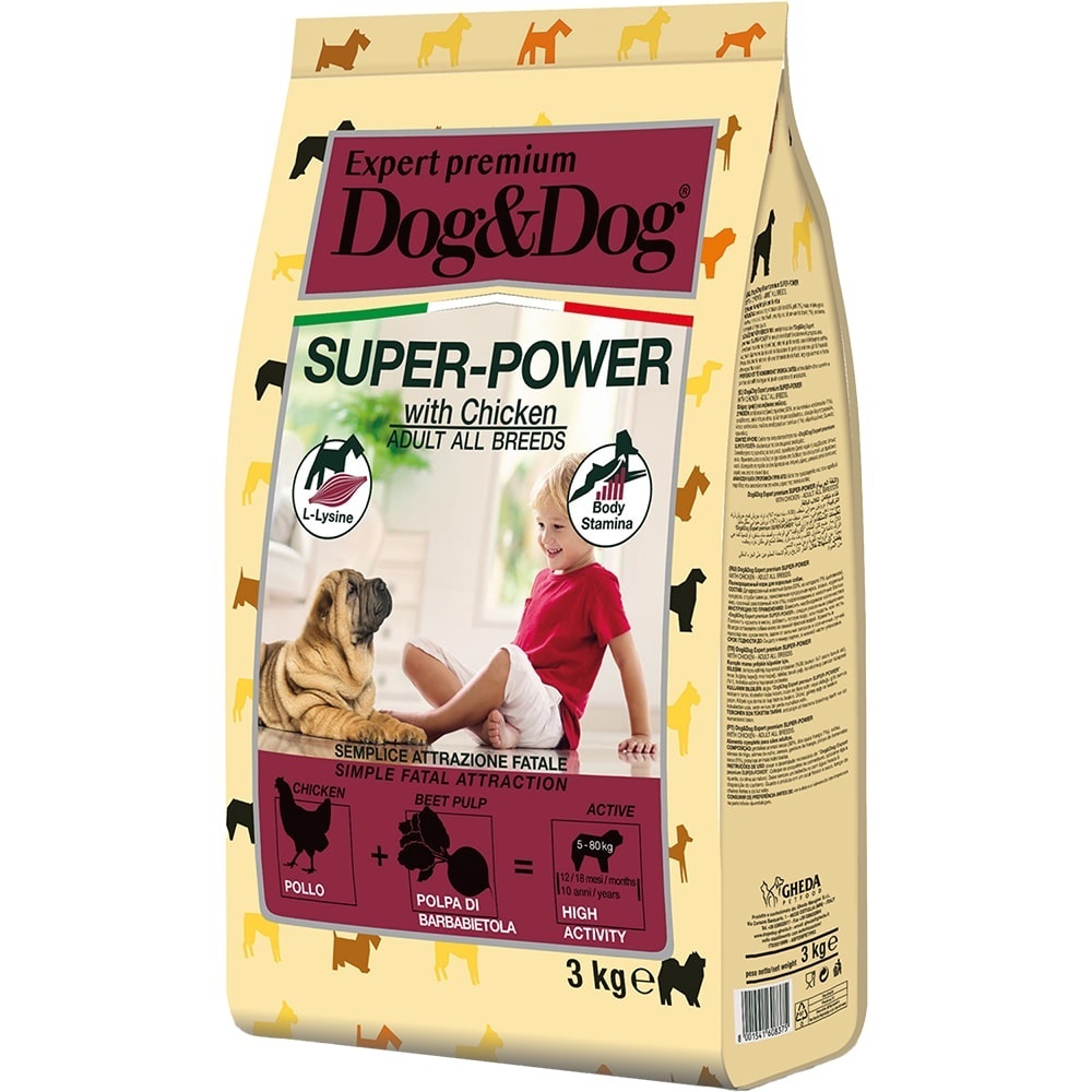Dog&Dog Dog&Dog сухой корм для взрослых активных собак с курицей (3 кг)