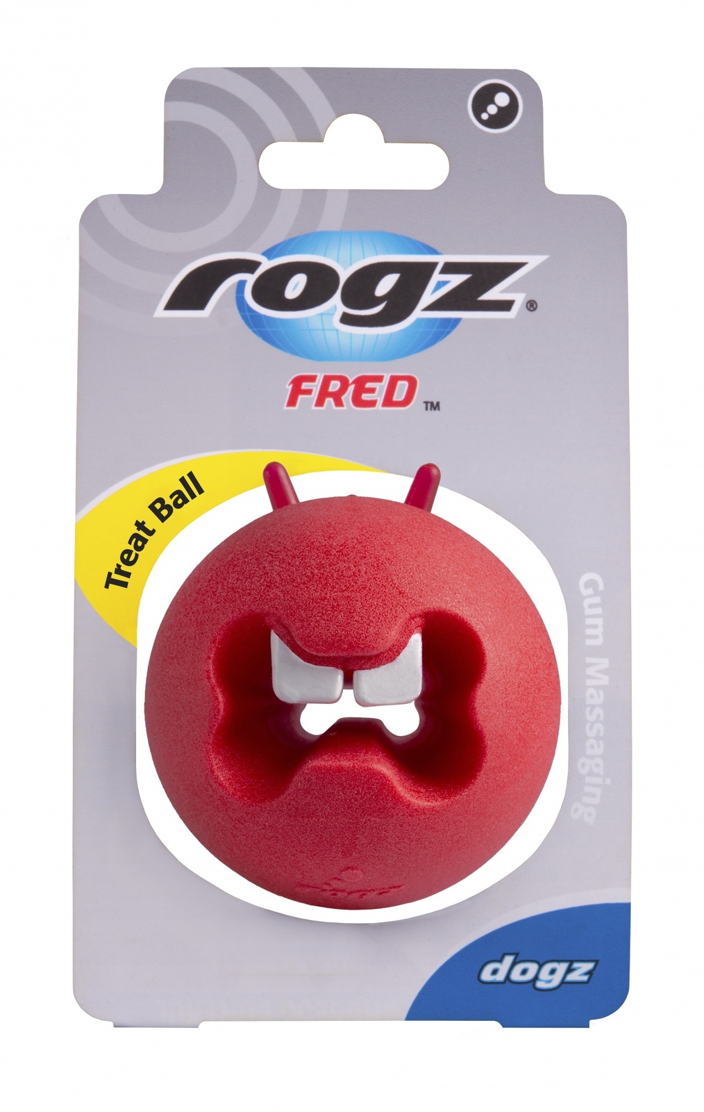 Rogz Rogz игрушка с отверстиями для лакомств и массажными насечками средняя, красная (50 г)