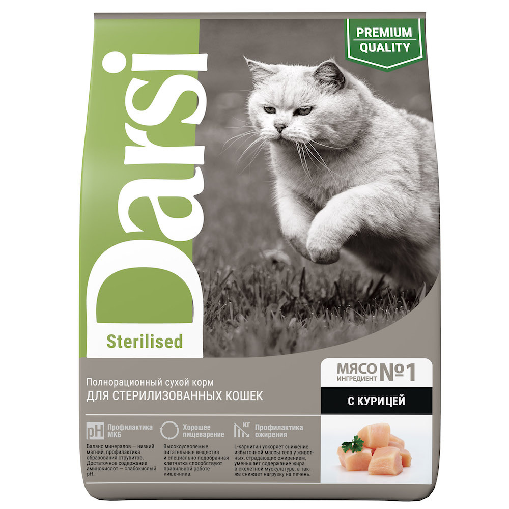 цена Darsi Darsi сухой корм для стерилизованных кошек,с курицей (10 кг)