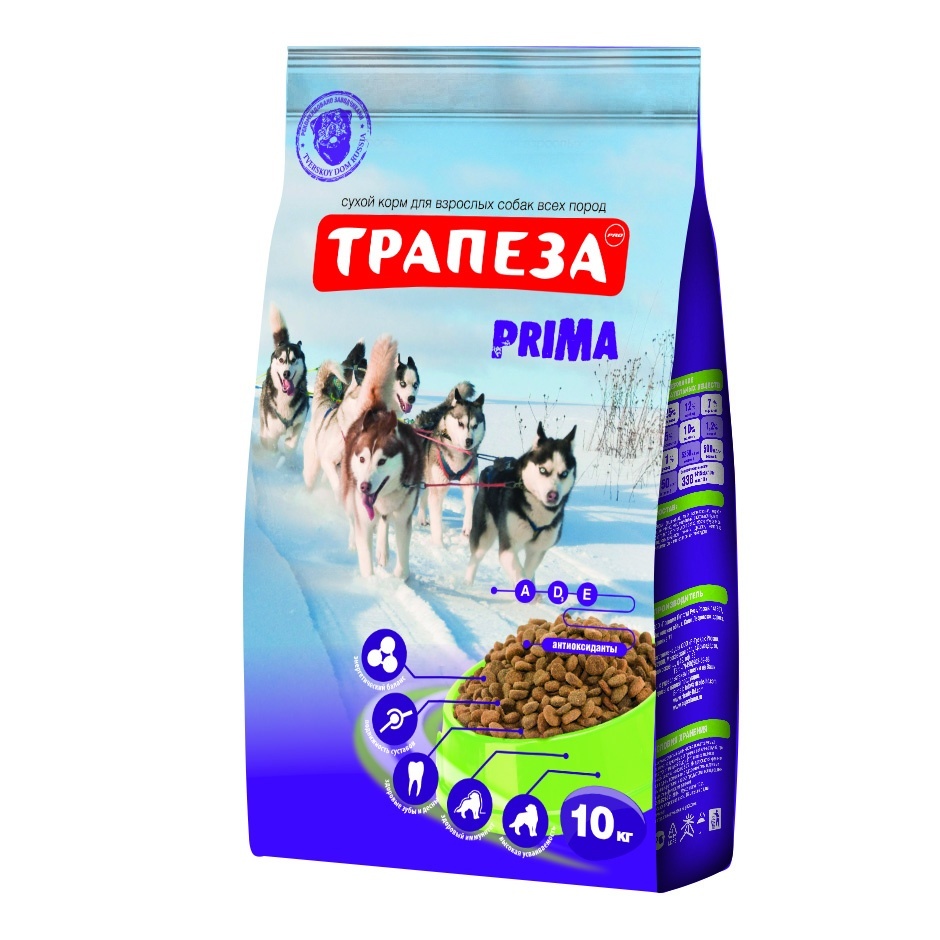 Трапеза Корм Трапеза Прима с говядиной для активных собак (10 кг) трапеза bio сухой корм для собак с говядиной 2 5 кг