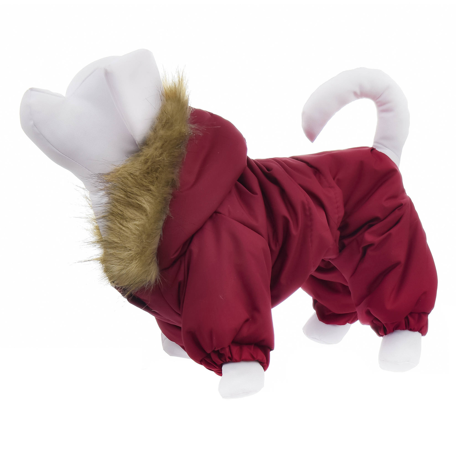 Yami-Yami одежда комбинезон для собак с капюшоном, на меховой подкладке, бордовый (XS)