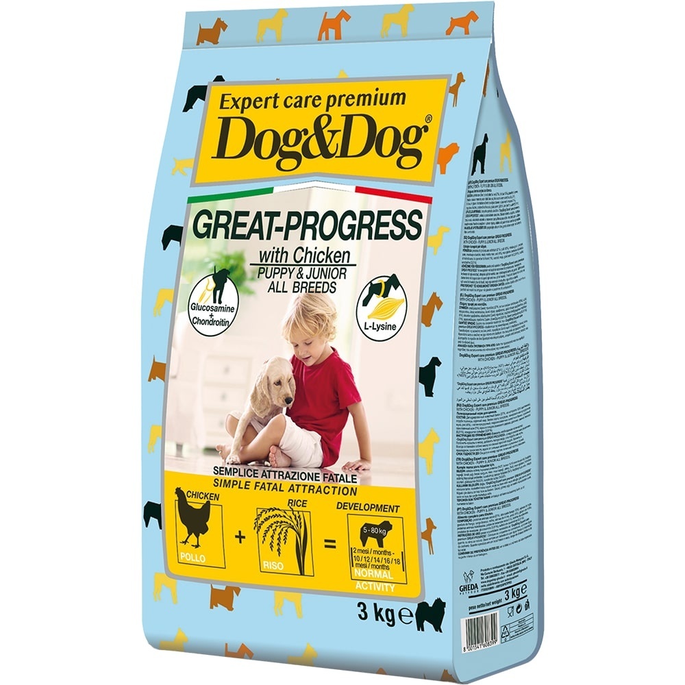 Dog&Dog Dog&Dog сухой корм для щенков с курицей (14 кг)