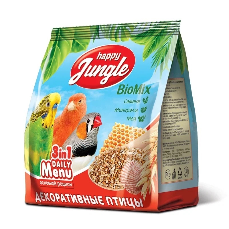 Happy Jungle Happy Jungle корм для декоративных птиц (универсал) 350 г (350 г)