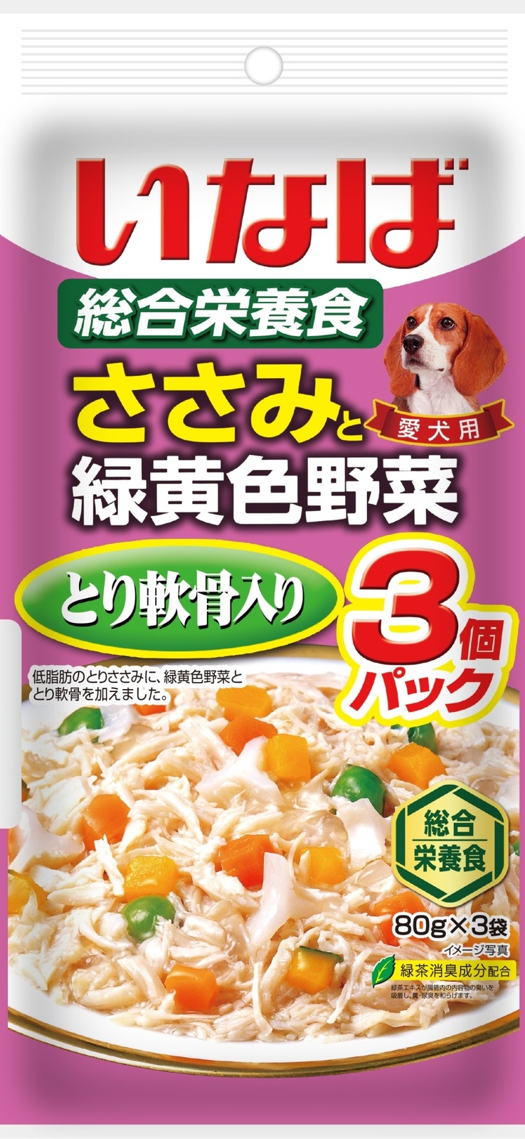 Inaba Inaba паучи Куриное филе с овощами и куриными хрящами для собак, 3 шт (240 г) благомакc zn se комплекс с витаминами a e c b6 ооо вис
