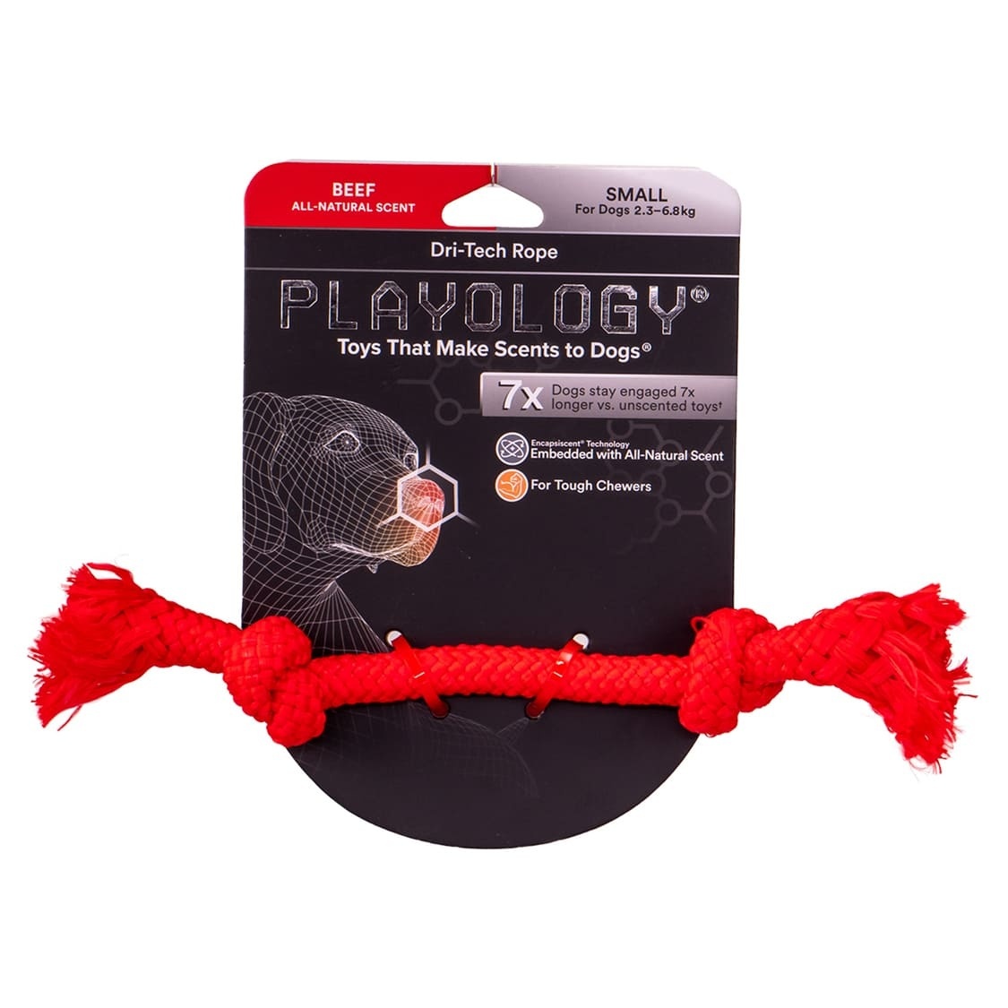 Playology Playology жевательный канат Playology DRI-TECH ROPE для собак с ароматом говядины, цвет красный (L) цена и фото