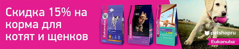 -15% на корма Eukanuba!
