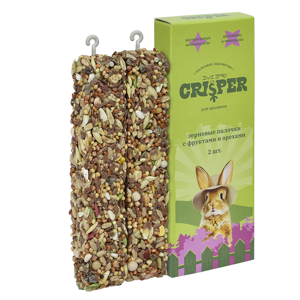 MR.Crisper MR.Crisper лакомство для крупных грызунов: зерновые палочки с фруктами и орехами, 2 шт. (90 г)
