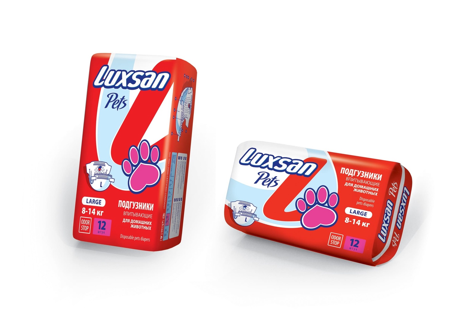 Luxsan Luxsan подгузники для животных: 8-14 кг, 12 шт. (340 г) luxsan пелёнка premium extra 60х60 10 12