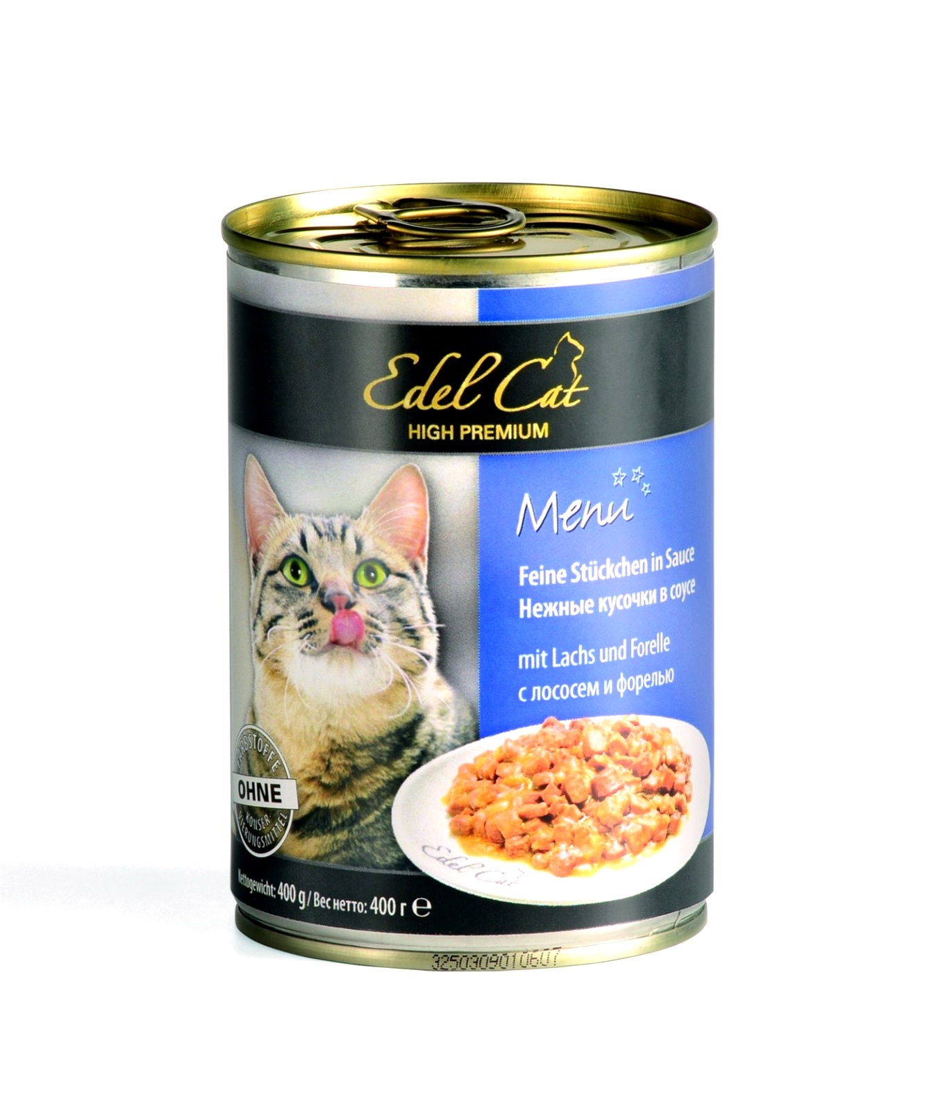 Edel Cat Edel Cat нежные кусочки в соусе с лососем и форелью (400 г) edel cat нежные кусочки в соусе 3 вида мяса 0 4 кг 21792 2 шт