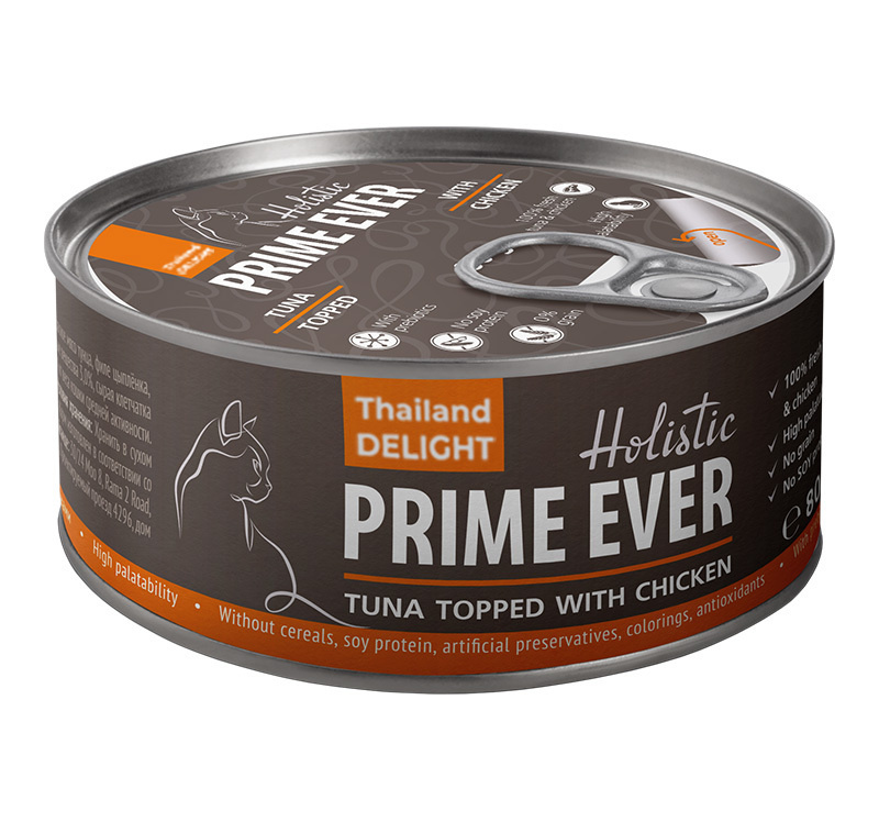 Prime Ever Prime Ever консервы для для кошекс Тунец с цыпленком в желе (80 г)
