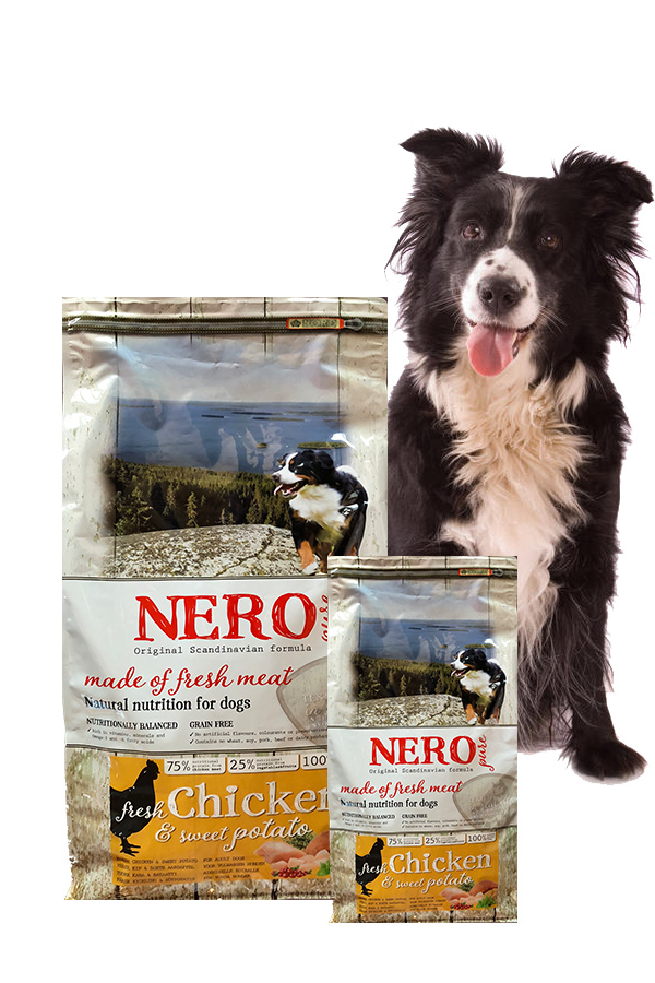 Nero Pure беззерновой корм для взрослых собак со свежим мясом курицы, бататом  и фруктами (2,5 кг) 