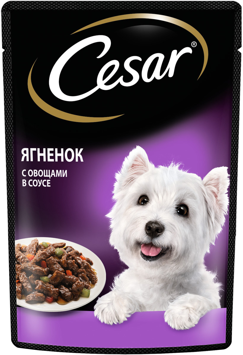 влажный корм для собак cesar с курицей и зелеными овощами в соусе 85 г Cesar Cesar влажный корм для взрослых собак, с ягненком и овощами в соусе (85 г)
