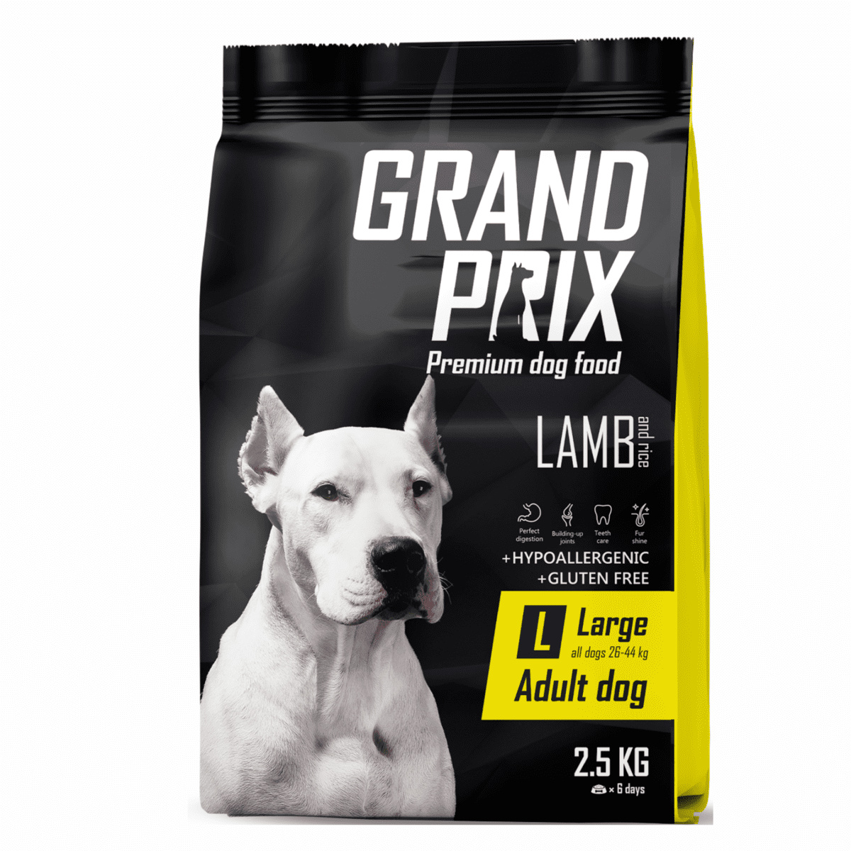 Grand Prix Корм Grand Prix полнорационный сбалансированный, для взрослых собак крупных пород, с ягненком и рисом (2,5 кг)