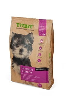 TiTBiT Корм TiTBiT для щенков малых и средних пород ягненок с рисом (3 кг)