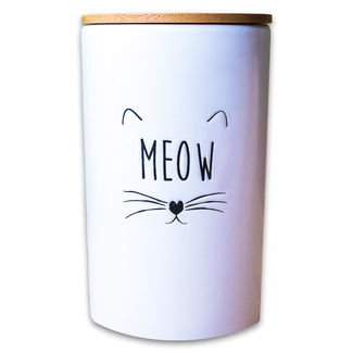 керамический бокс "MEOW" для хранения корма, белый керамический бокс "MEOW" для хранения корма, белый