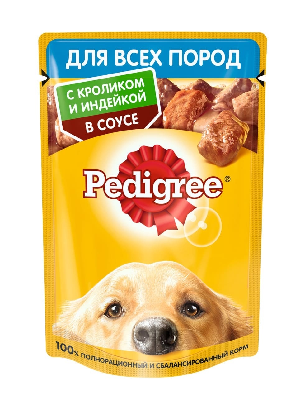 Pedigree влажный корм для взрослых собак всех пород с кроликом и индейкой в соусе (85 г)