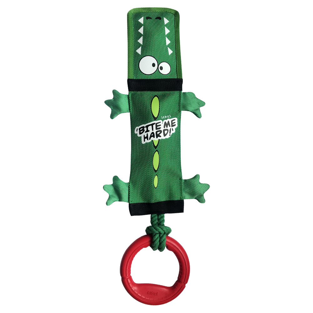 GiGwi GiGwi игрушка Крокодил с пищалкой, веревкой и резиновым кольцом (254 г) игрушка для собак joyser puppy хвост с резиновым кольцом с пищалкой s розовый 20см