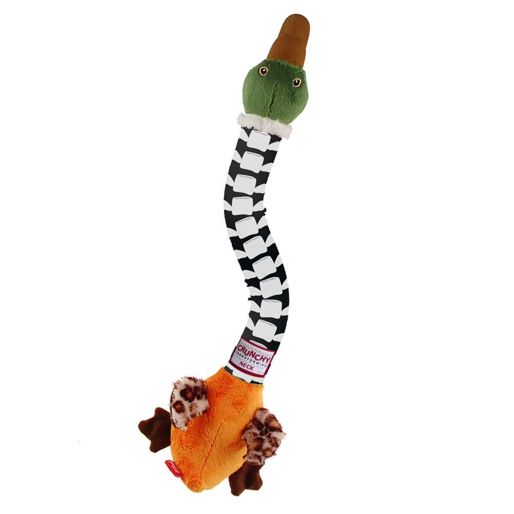 GiGwi GiGwi игрушка Утка с хрустящей шеей и пищалкой, текстиль/резина/пластик (185 г) игрушка для собак рыжий кот свинка с пищалкой 8см тер резина
