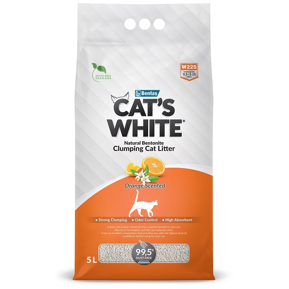 Cat's White Cat's White наполнитель комкующийся с ароматом апельсина для кошачьего туалета (10 л)