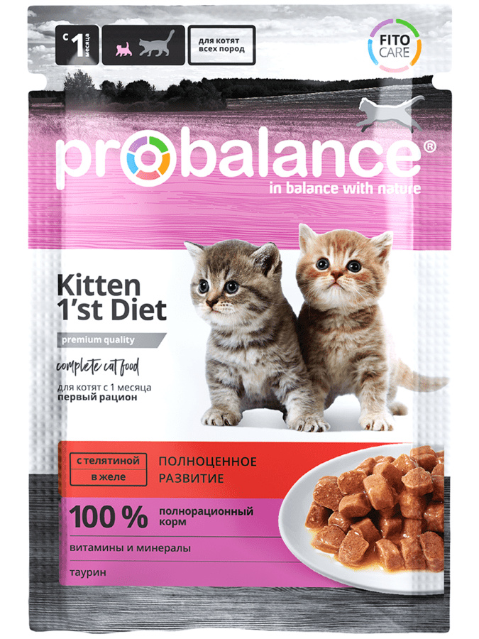 Probalance Probalance паучи для котят всех пород, с телятиной в желе. Первый рацион с 1 месяца (85 г)
