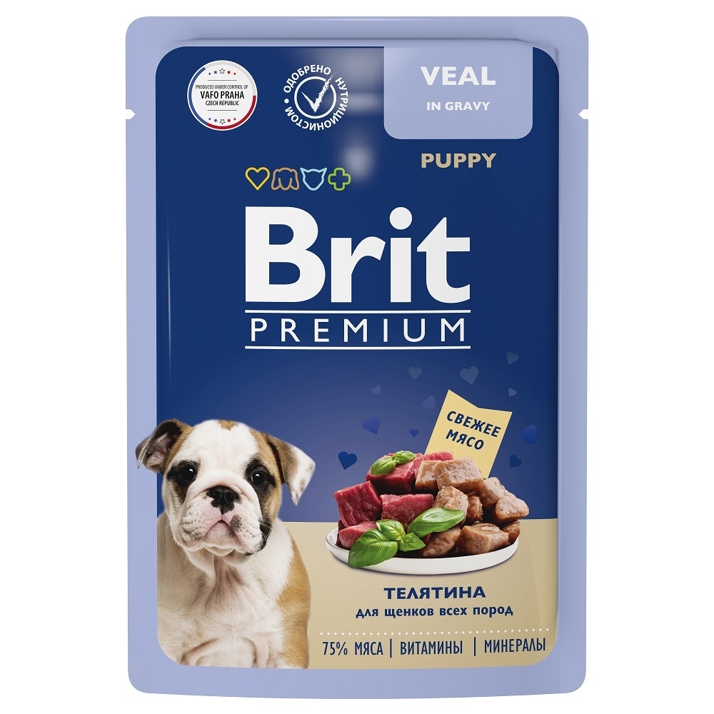 Brit Brit пауч для щенков всех пород с телятиной в соусе (85 г) brit brit пауч для взрослых собак всех пород с говядиной в соусе 85 г