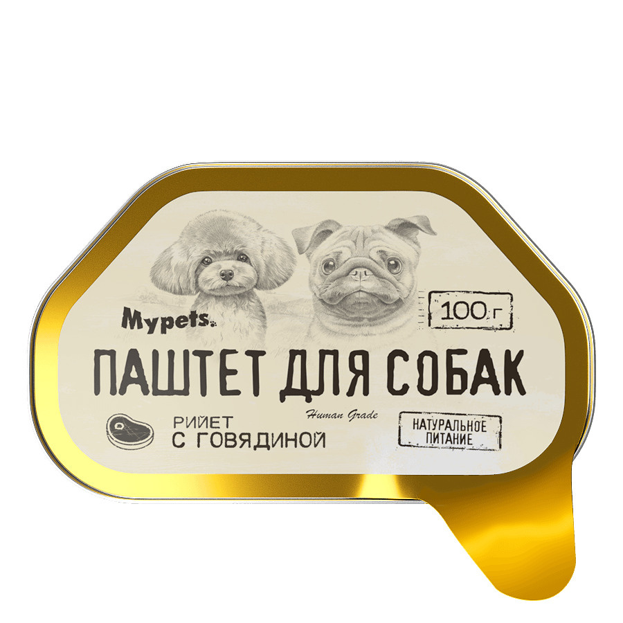 Mypets Mypets консервы-паштеты мясорастительные стерилизованные Паштет для собак с говядиной (100 г) organic сhoice лакомство для собак печень говяжья 55 г