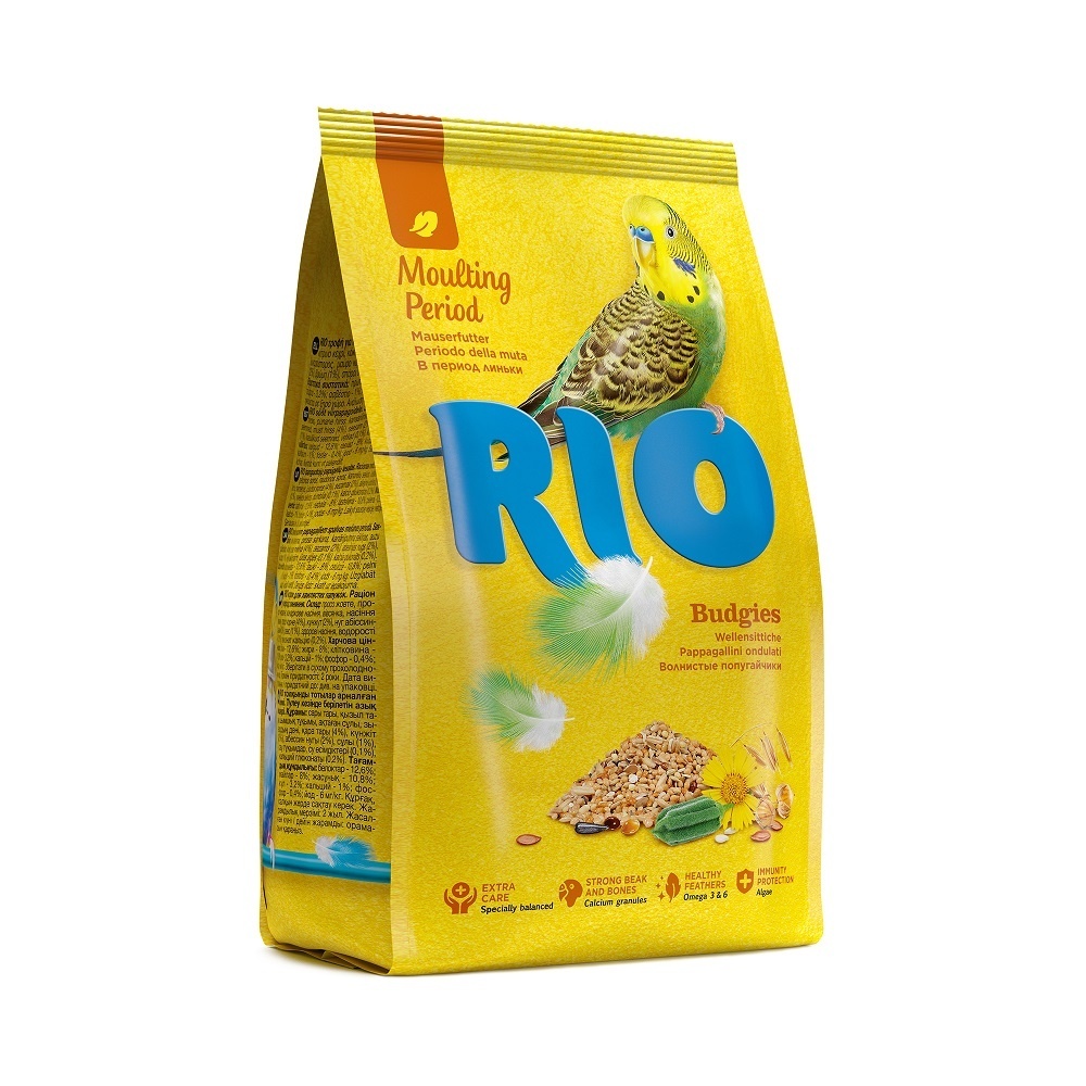 Рио Рио для волнистых попугаев во время линьки (1 кг) рио для средних попугаев во время линьки 0 5 кг 2 шт