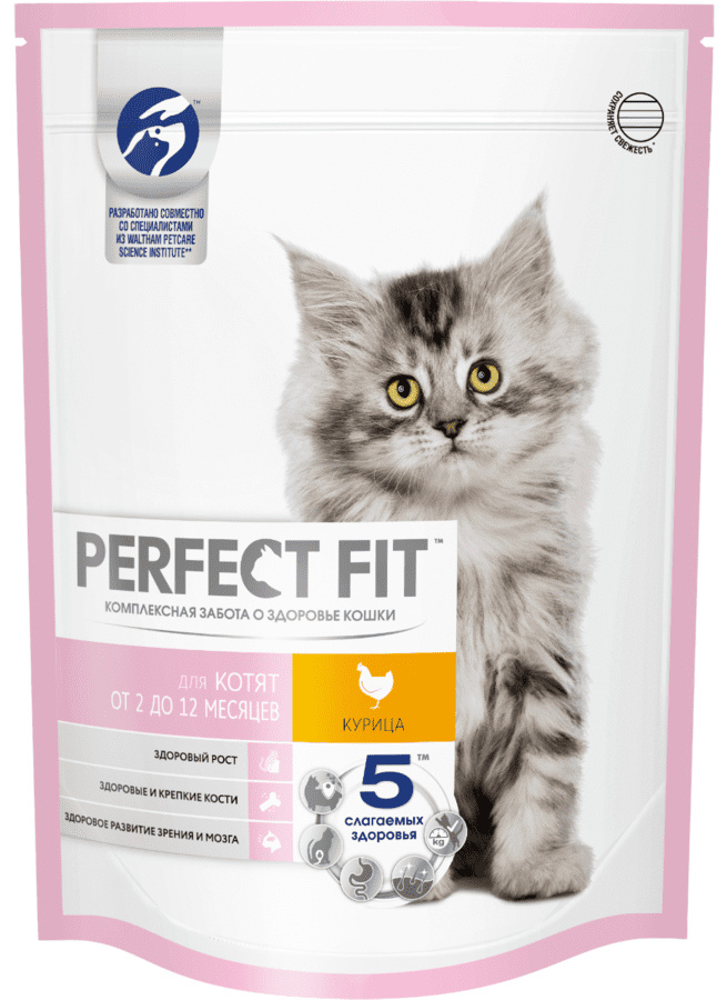 Корм Perfect Fit cухой корм для котят от 2 до 12 месяцев, с курицей (190 г)