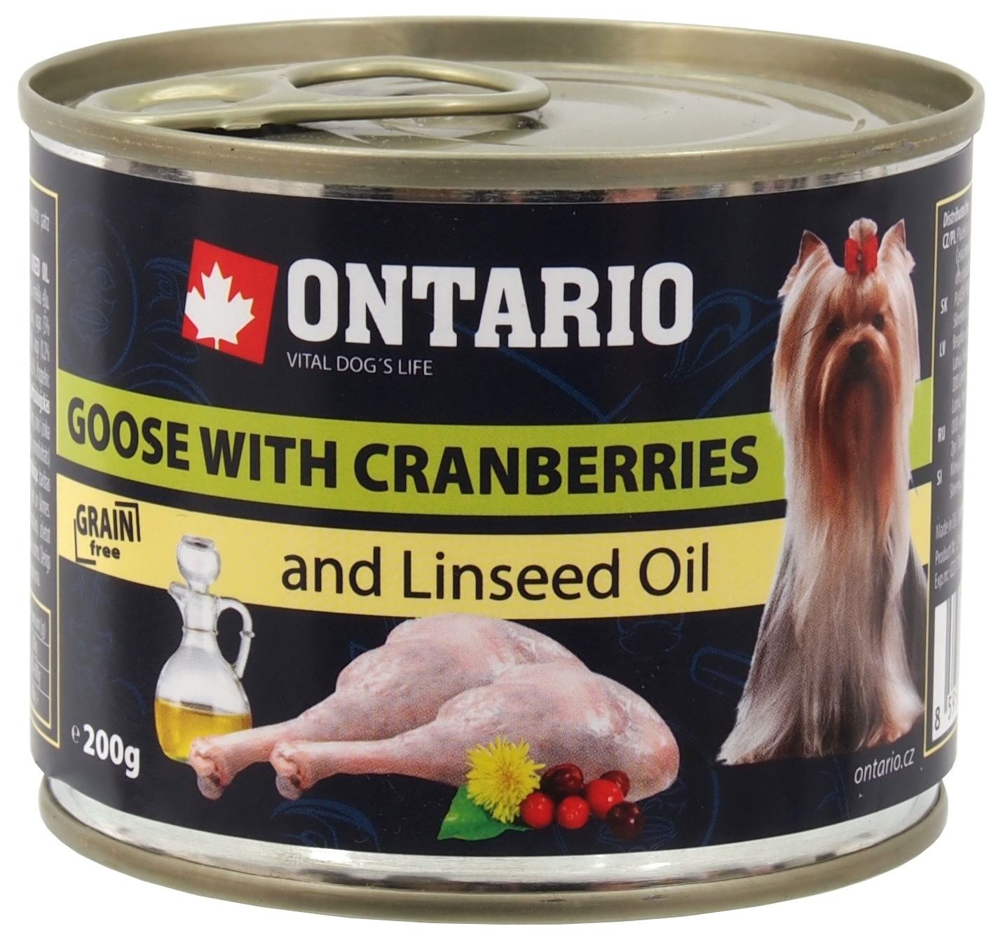 Ontario консервы для собак: гусь и клюква (200 г)