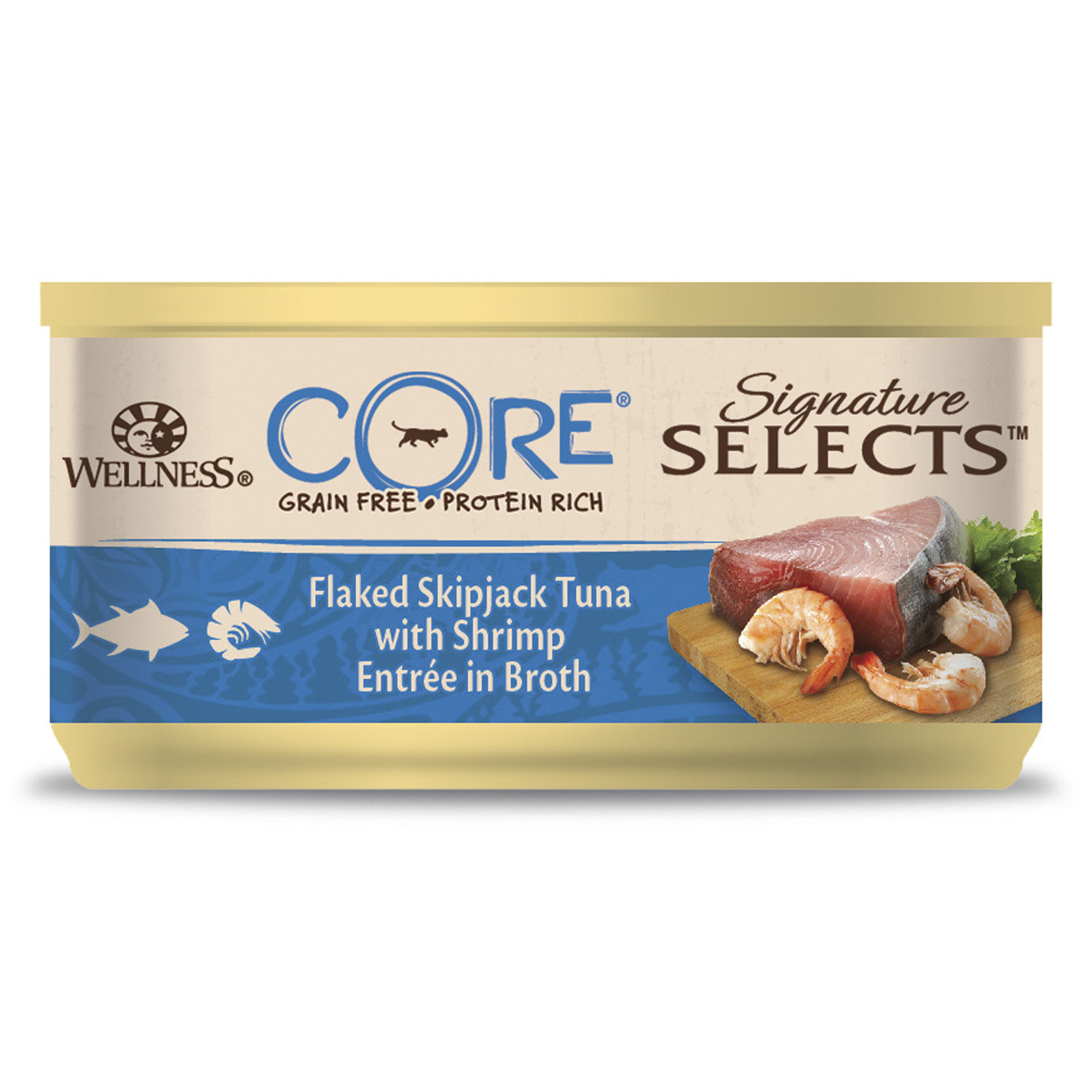 Wellness CORE Wellness CORE signature Selects консервы из тунца с креветками в виде кусочков в бульоне для кошек (79 г)
