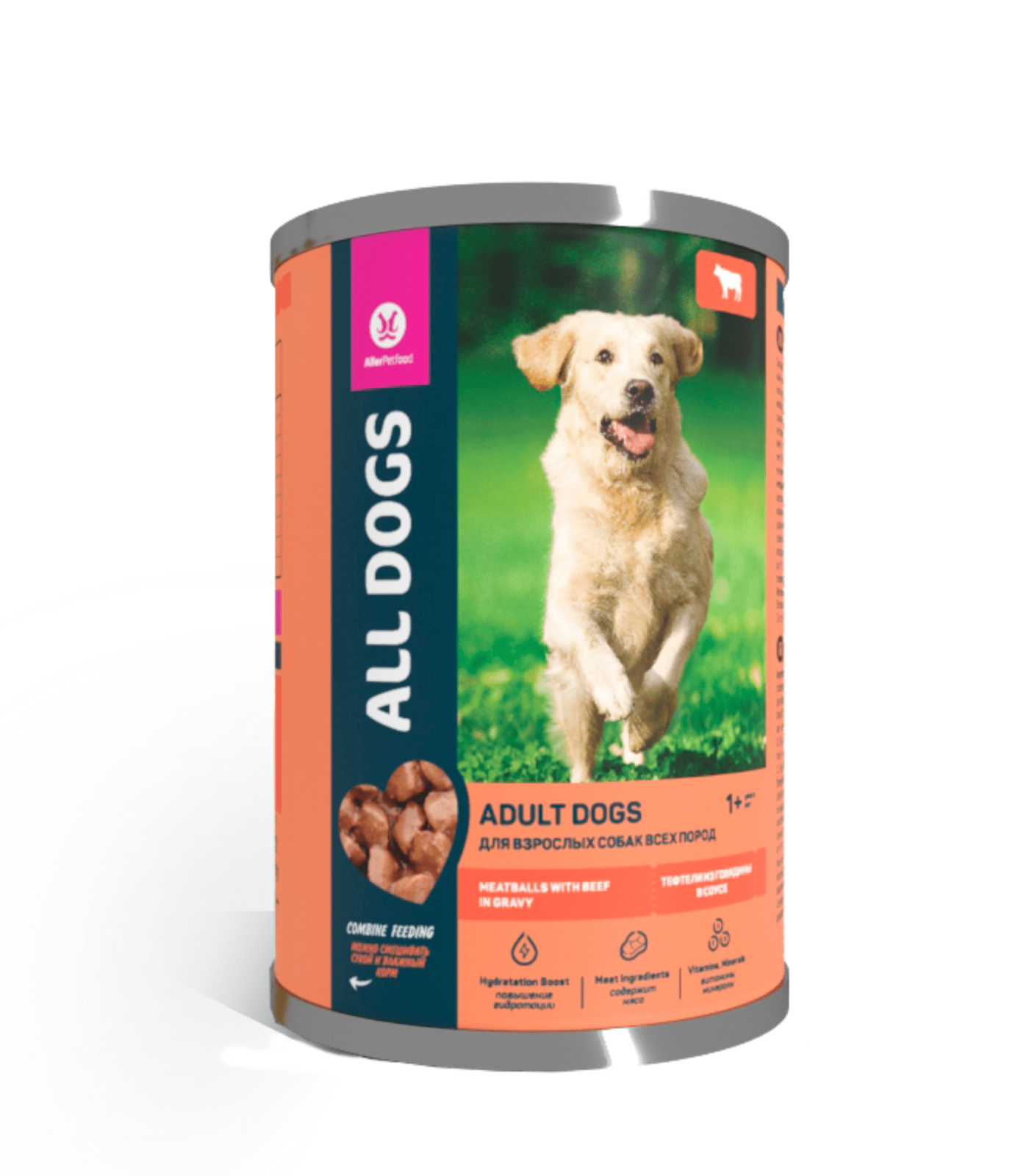 All Dogs корм консервированный для собак тефтельки с говядиной в соусе, банка (415 г)