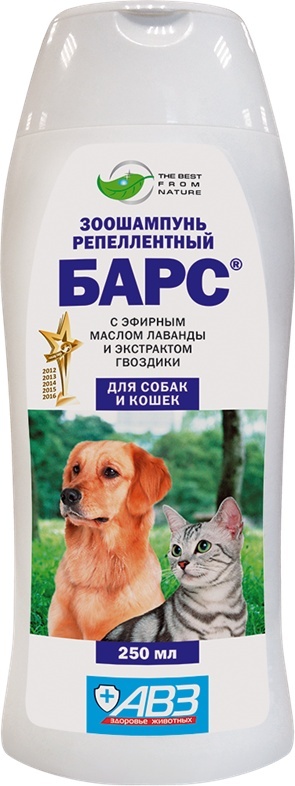 Агроветзащита Агроветзащита шампунь БАРС против блох и клещей для собак и кошек (250 г)