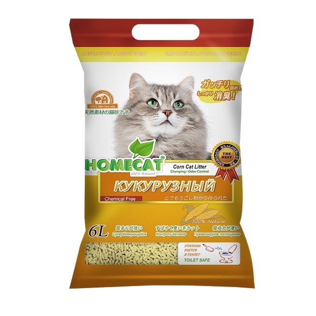 Homecat наполнитель кукурузный комкующийся наполнитель "Эколайн", 6 л. (2,81 кг) 