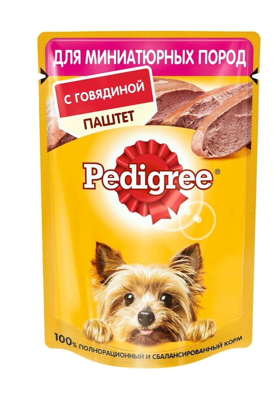 Pedigree влажный корм для взрослых собак маленьких пород паштет с говядиной (80 г)
