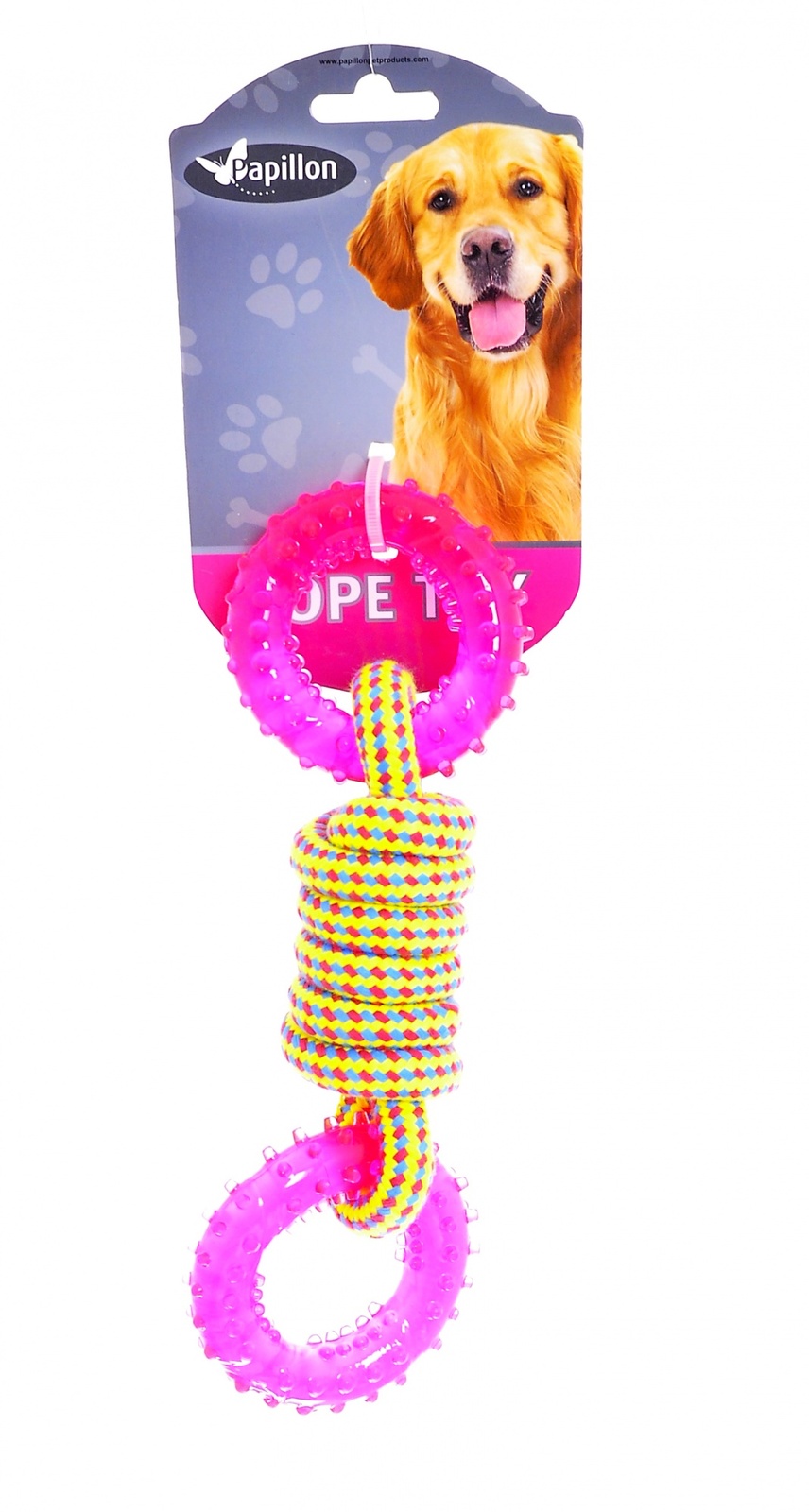 цена Papillon Papillon игрушка для собак Плетеная веревка с двумя пластиковыми кольцами (150 г)