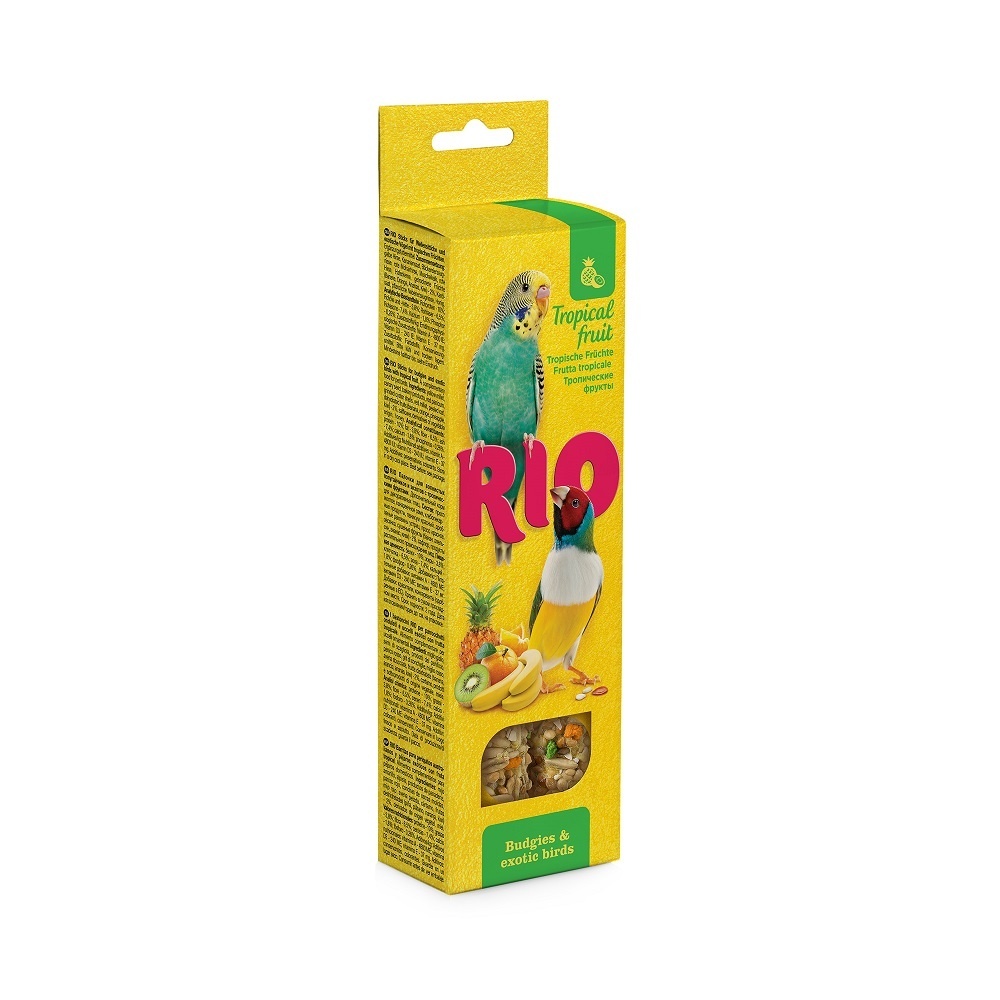 Рио Рио палочки для волнистых попугайчиков и экзотов с тропическими фруктами, 2х40 г (80 г) рио рио палочки для попугаев с фруктами и ягодами 2х90 г 180 г