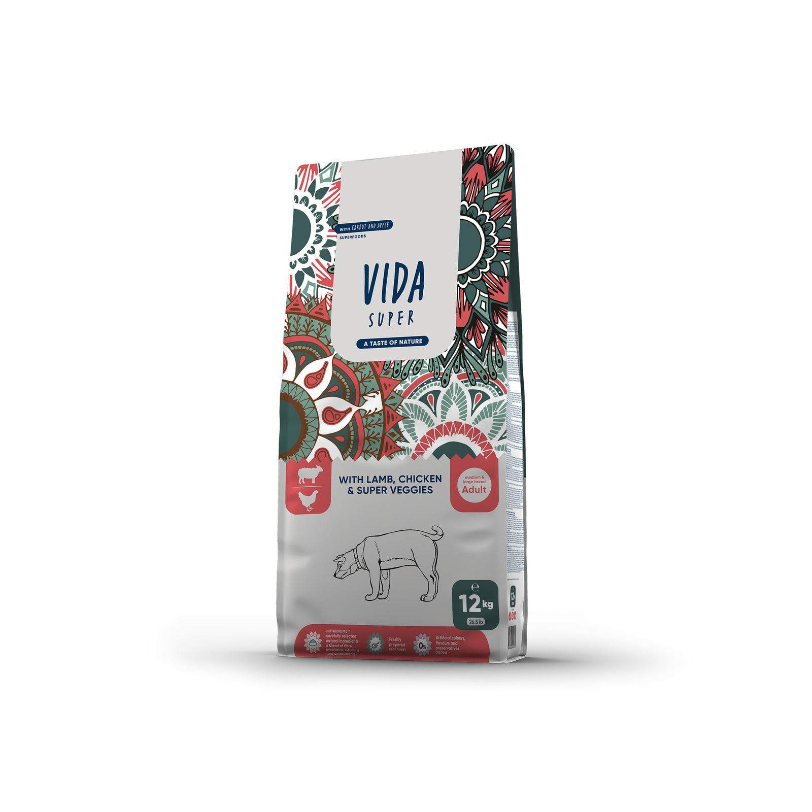 VIDA Super VIDA Super корм для взрослых собак средних и крупных пород с ягненком, курицей и овощами (12 кг)