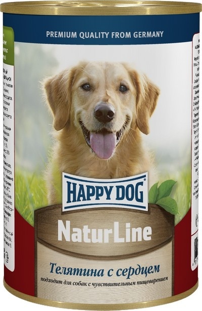 Happy dog кусочки в фарше для собак - телятина с сердцем (410 г)